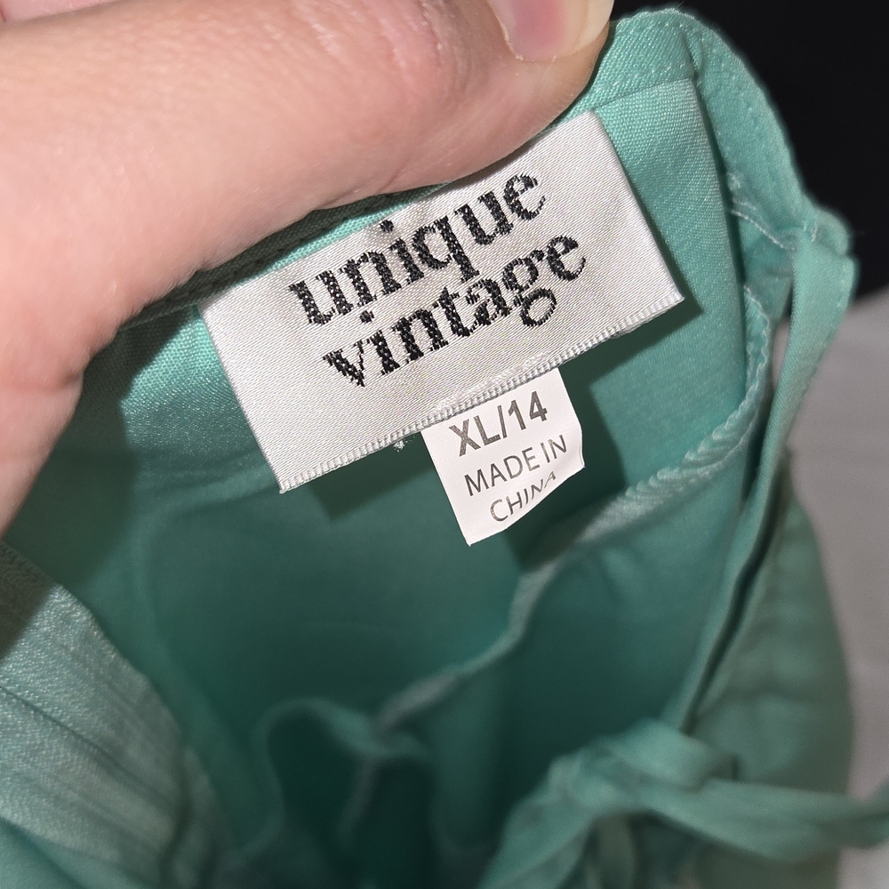Unique Vintage Bobbie Swing Dress Mint Green - Picture 2 of 4